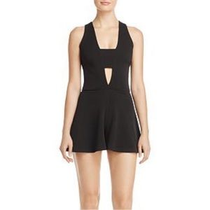Bloomingdale’s Aqua v neck cut out black romper